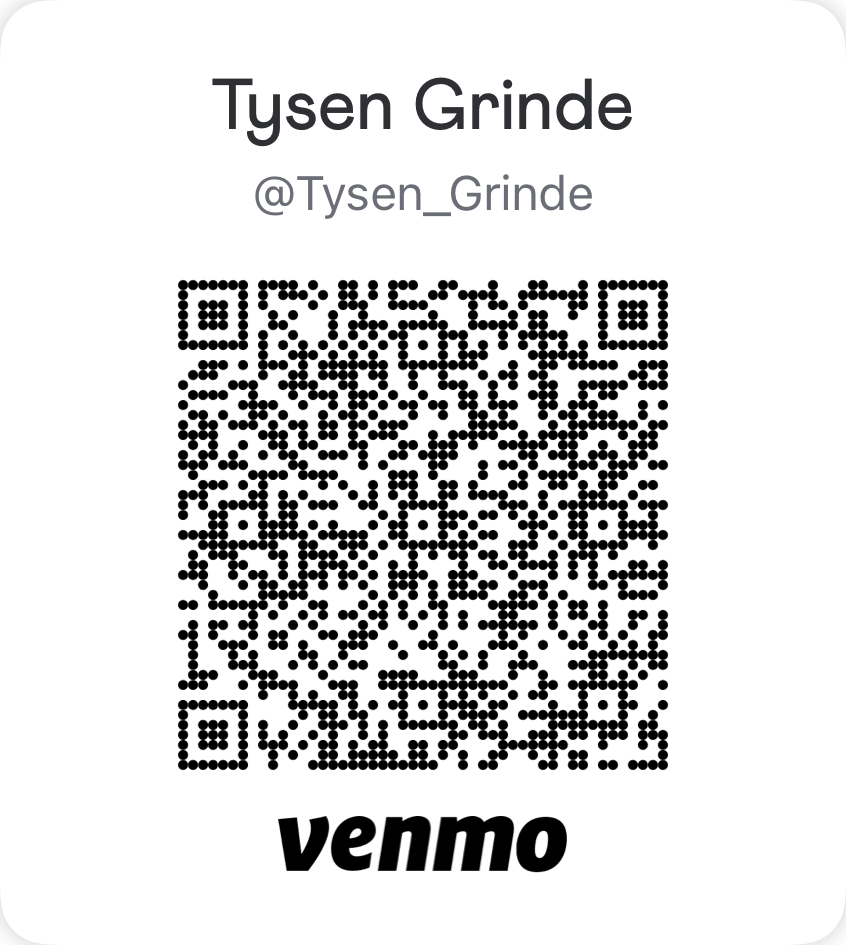Venmo QR code for Tysen Grinde, @Tysen_Grinde